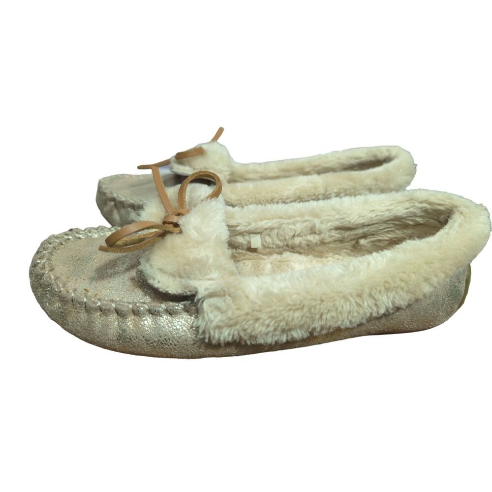 Lucky Brand Moccasin Slippers‎ Womens 7 Gold Slip On Faux Fur Lined Aleya